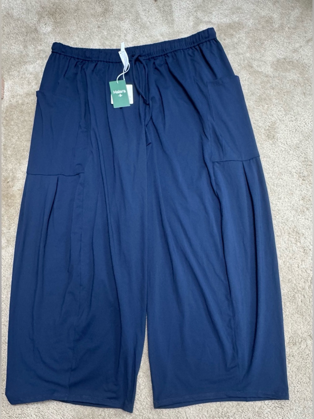 HALARA Sz 2XL Navy Elastic Waist Wide-Leg Pants